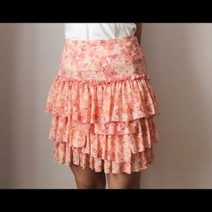 H&M Floral Pink Girly Cute Ruffle Skirt